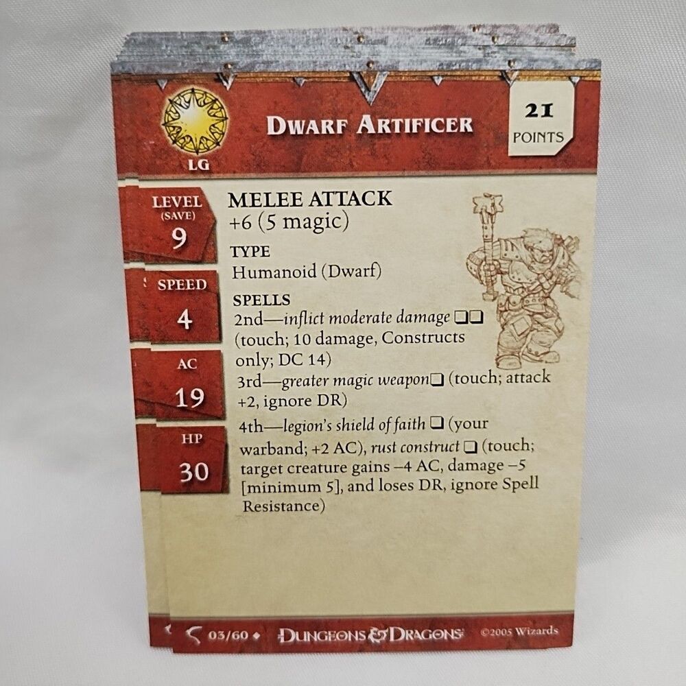 Lot Of (24) Dungeons And Dragons Deathknell Miniatures Game Stat Cards